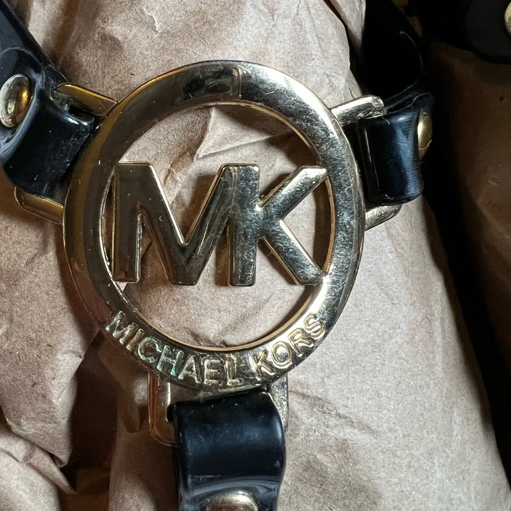 2 Pairs! Michael Kors Cork Footbed Sandals, Logo, black and silver, size 9 - Picture 4 of 13
